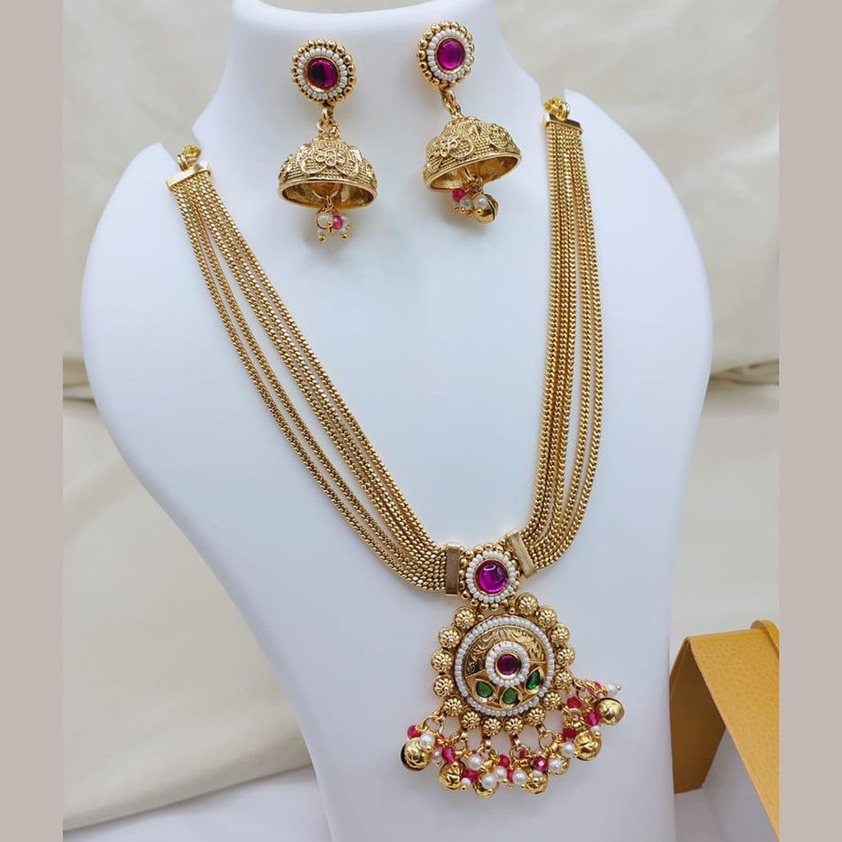 Pota Stone   Pearl Necklace in Oxidised Silver | Bridal Jewellery India
