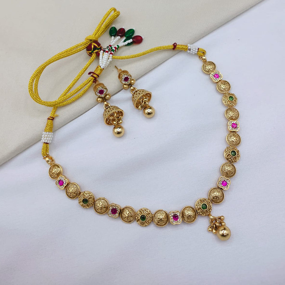 Pota Stone and Pearl Necklace in Oxidised Silver | Bridal Jewellery India