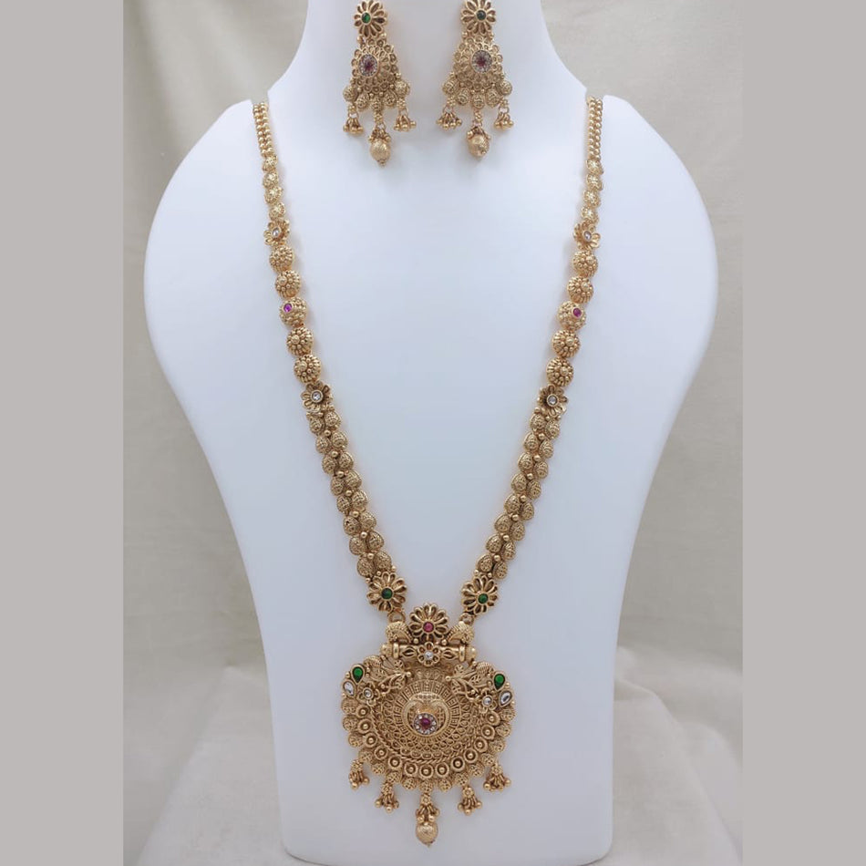 Rose Gold Plated Pota Stone Necklace for Occasions | Bridal Jewellery India
