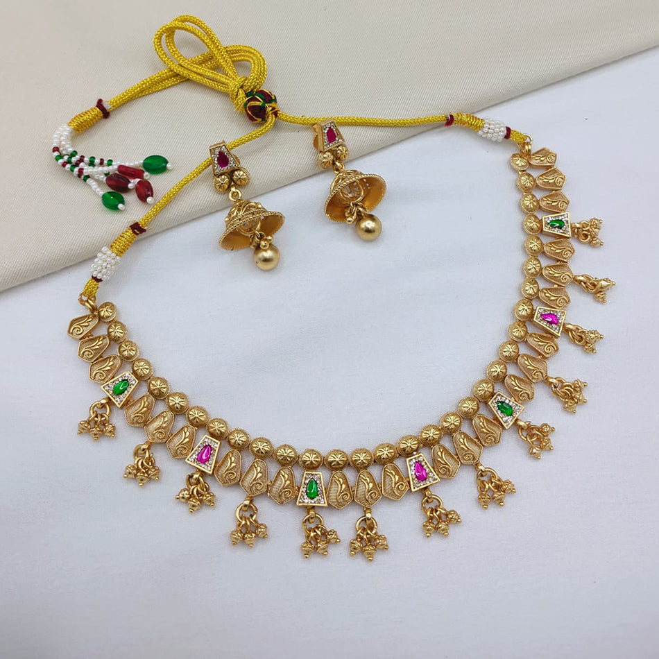 Heritage Pota Necklace in Gold Plated | Bridal Jewellery India