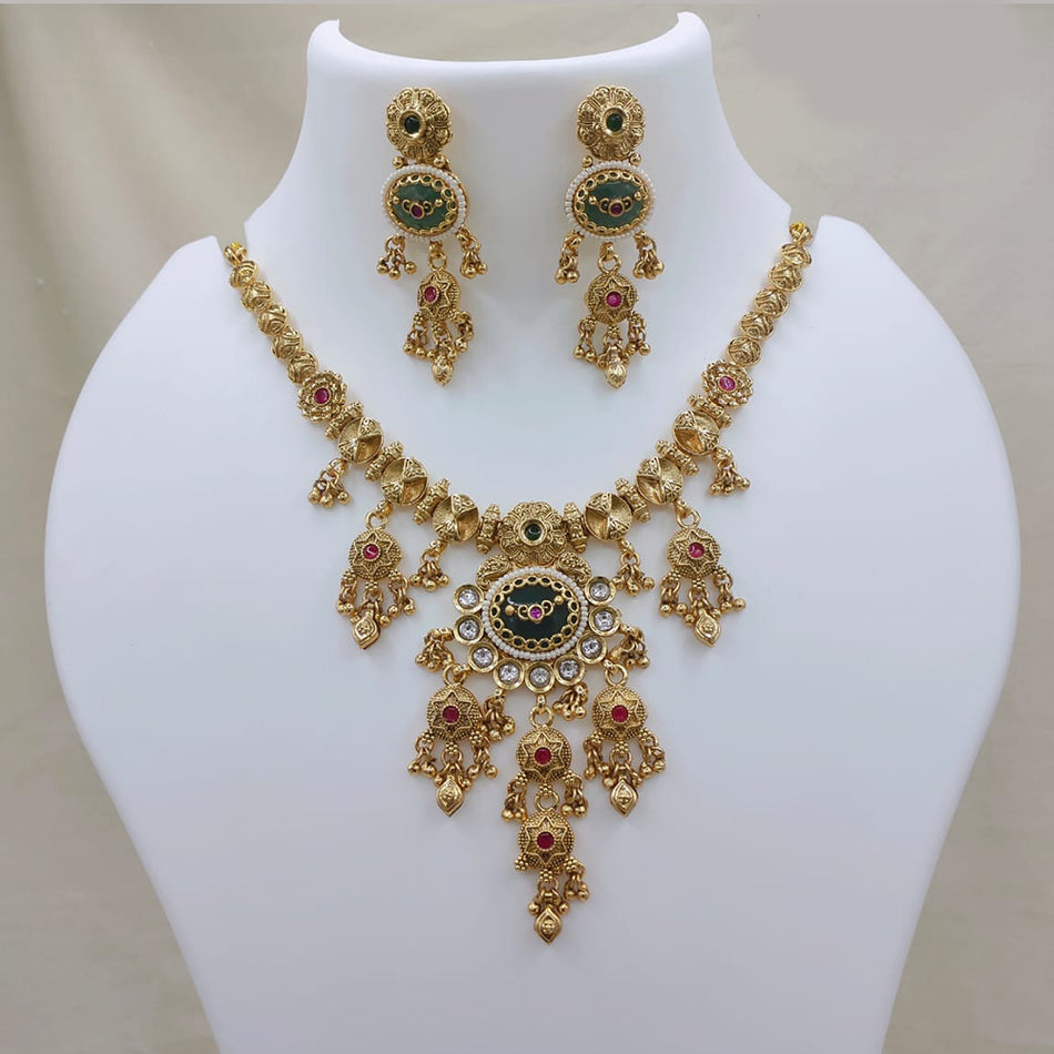 Heritage Pota Necklace in Gold Plated for Occasion | Bridal Jewellery India
