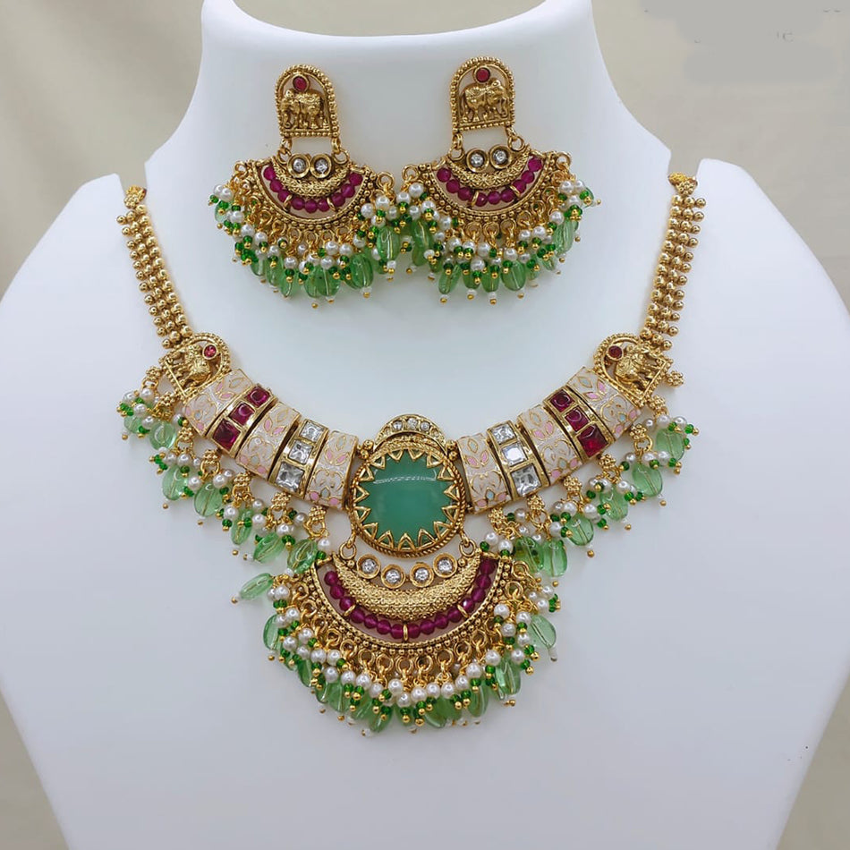 Meenakari Necklace in Sterling Silver | Bridal Jewellery India