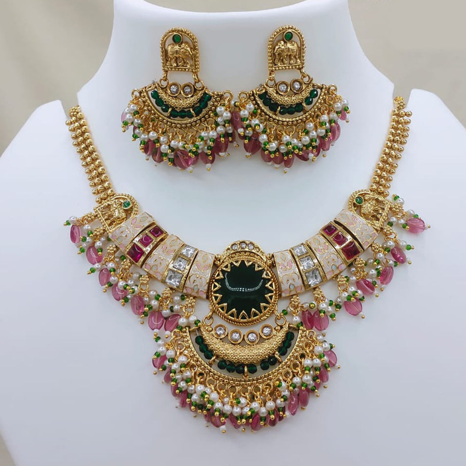Meenakari Necklace in Sterling Silver | Bridal Jewellery India