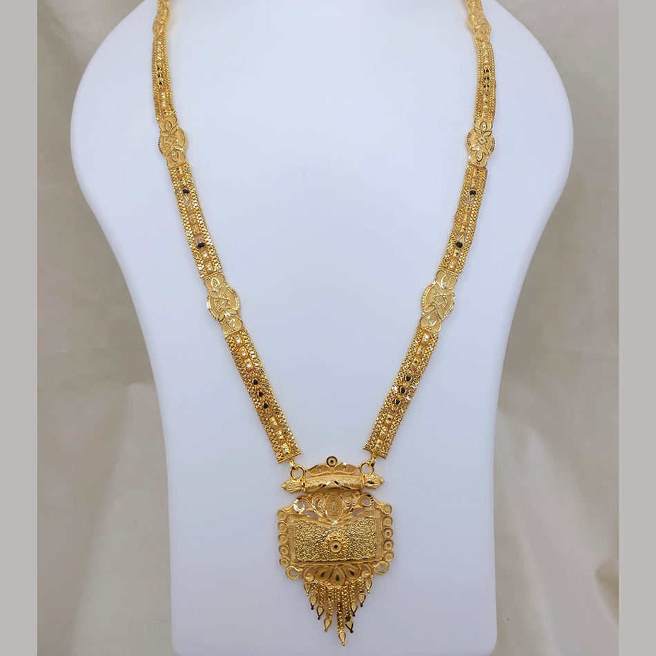 Gold Plated Long Necklace in Oxidised Silver | Bridal Jewellery India
