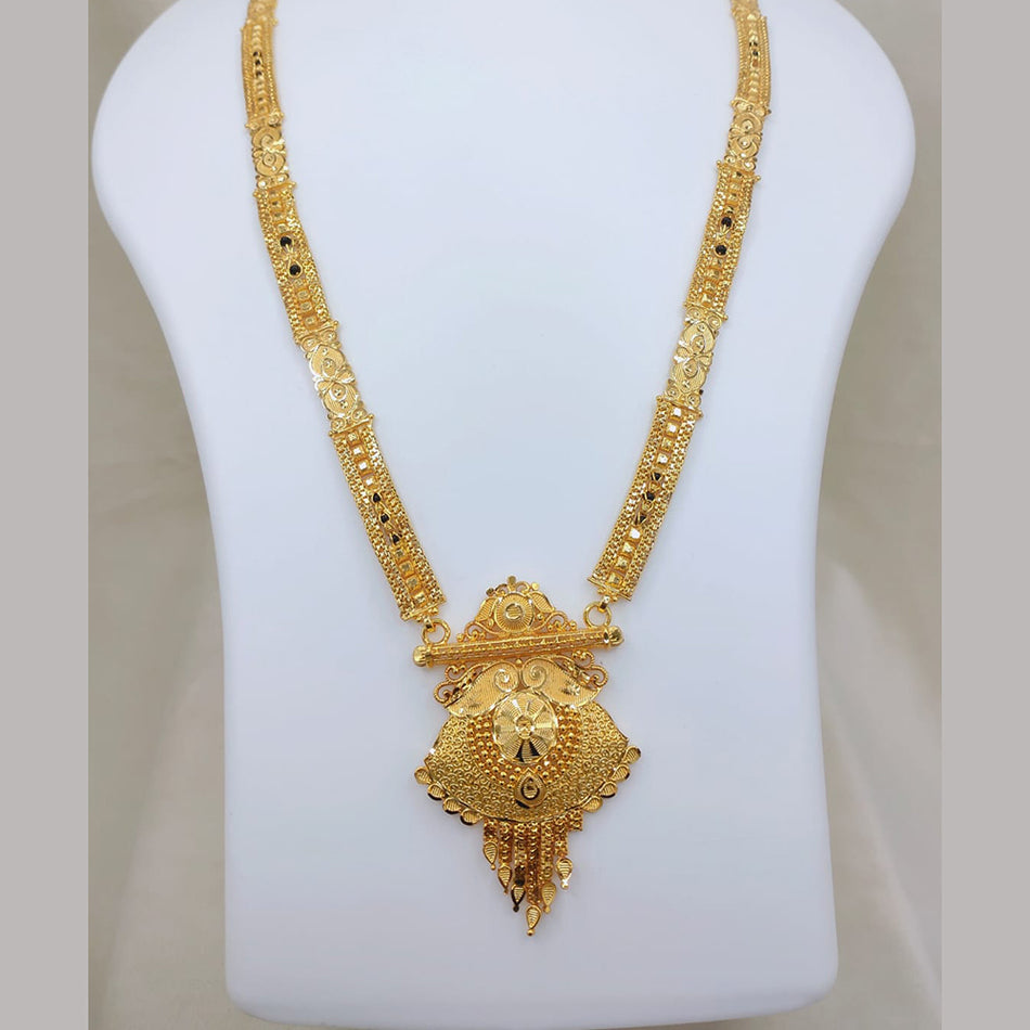 Gold Plated Long Necklace in Oxidised Silver | Bridal Jewellery India