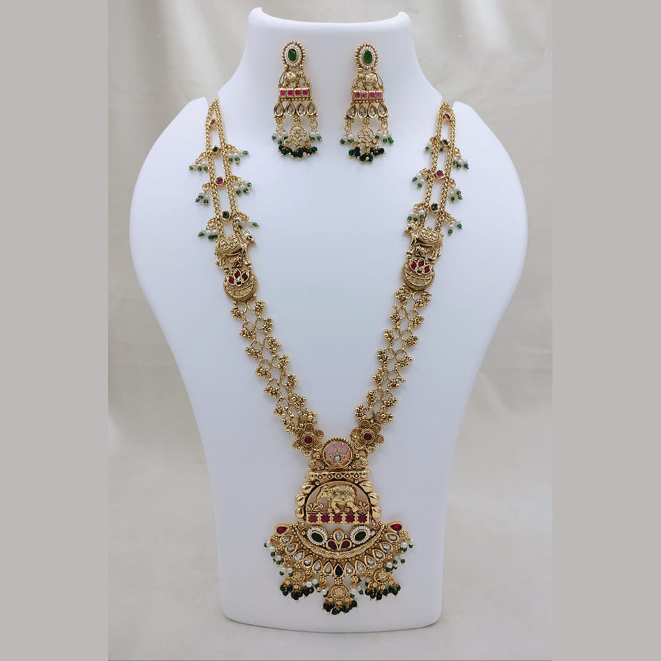 Ethnic Gold Plated Necklace with Elephant Motifs | Bridal Jewellery India