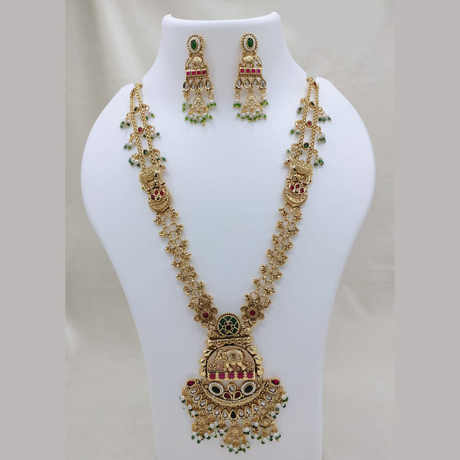 Ethnic Silver Long Necklace with Elephant Motifs | Bridal Jewellery India