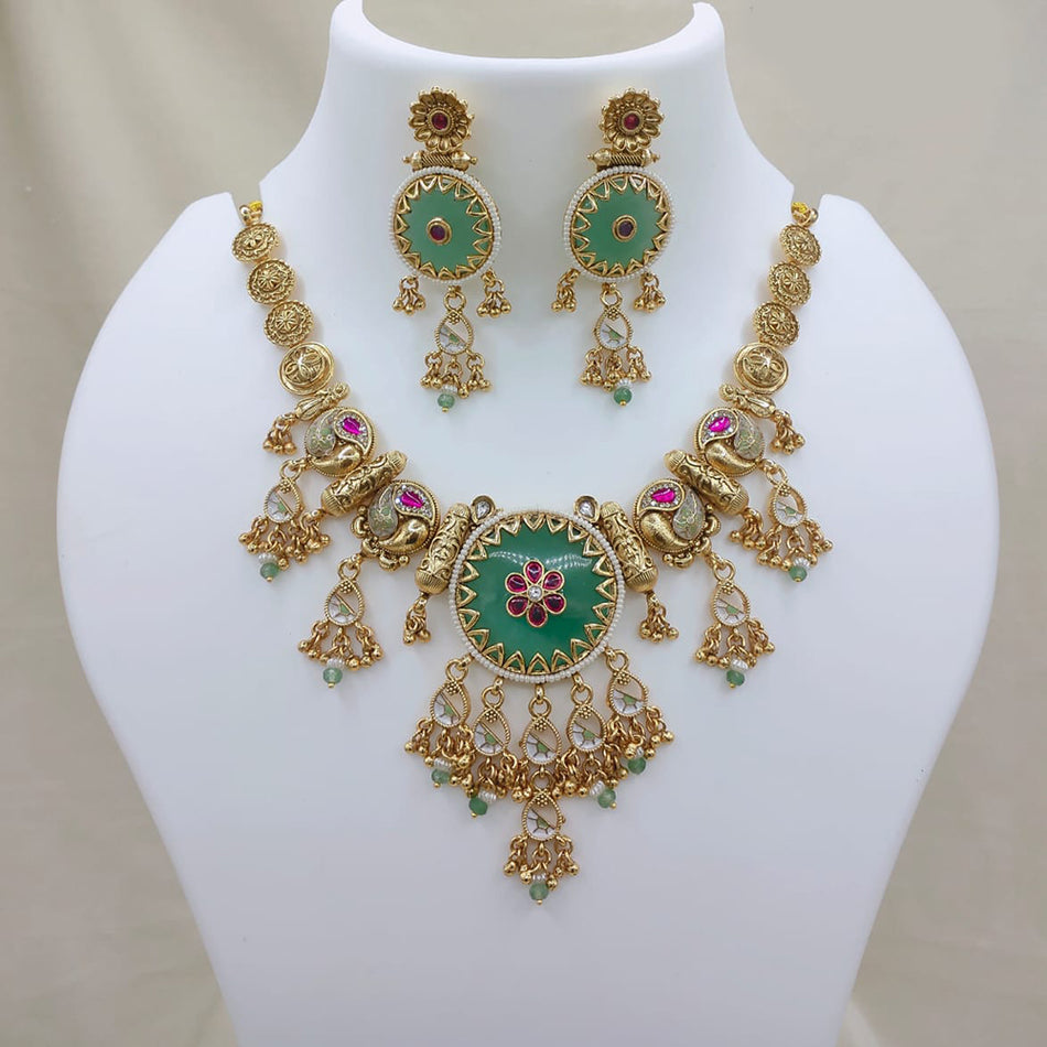 Meenakari Necklace in Sterling Silver | Bridal Jewellery India