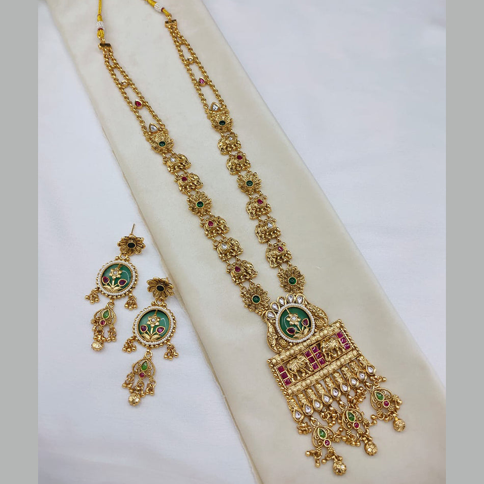 Ethnic Rose Gold Plated Necklace with Elephant Motifs | Bridal Jewellery India