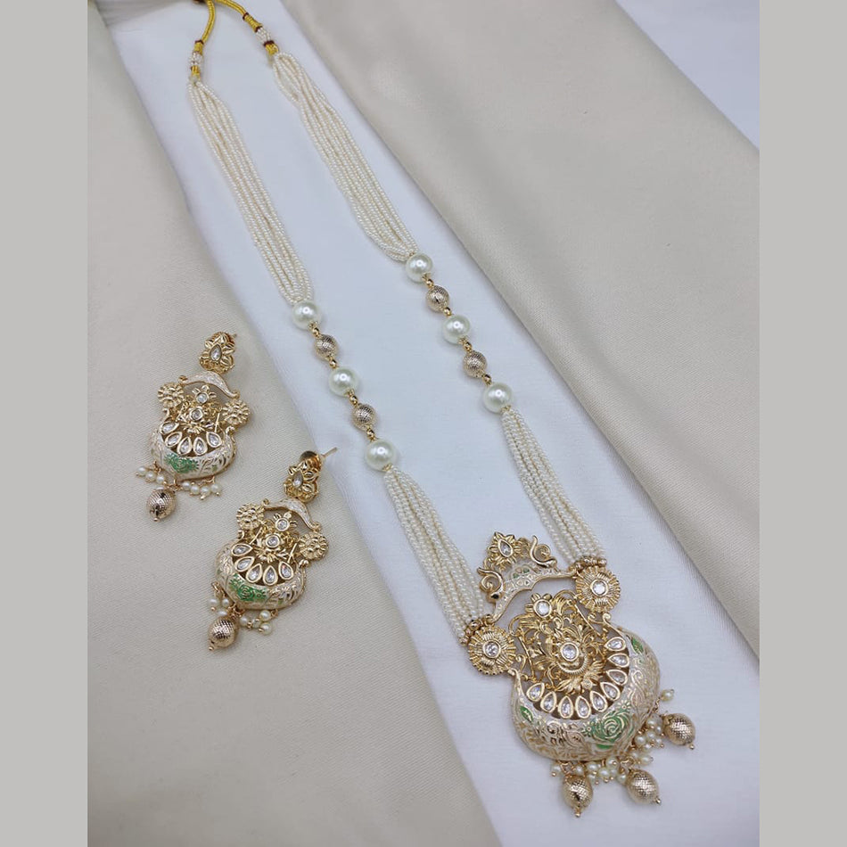 Meenakari Long Necklace in Sterling Silver | Bridal Jewellery India