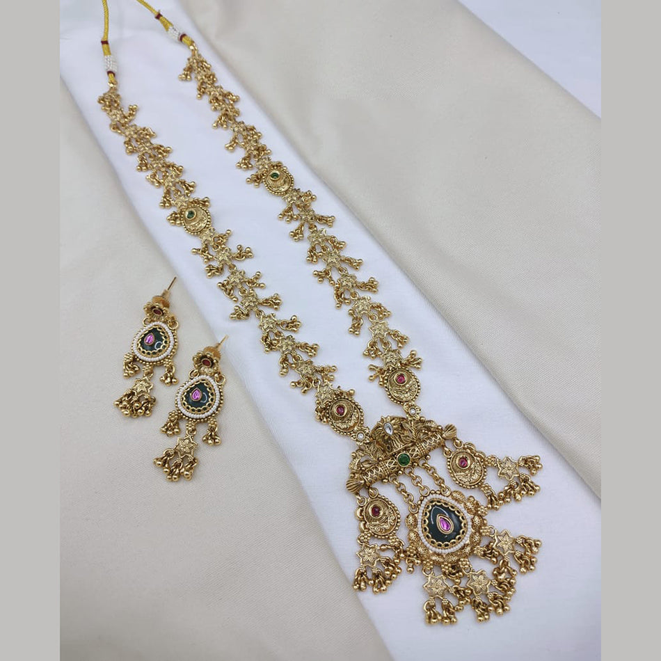Elegant Rose Gold Plated Pota Necklace Set | Bridal Jewellery India