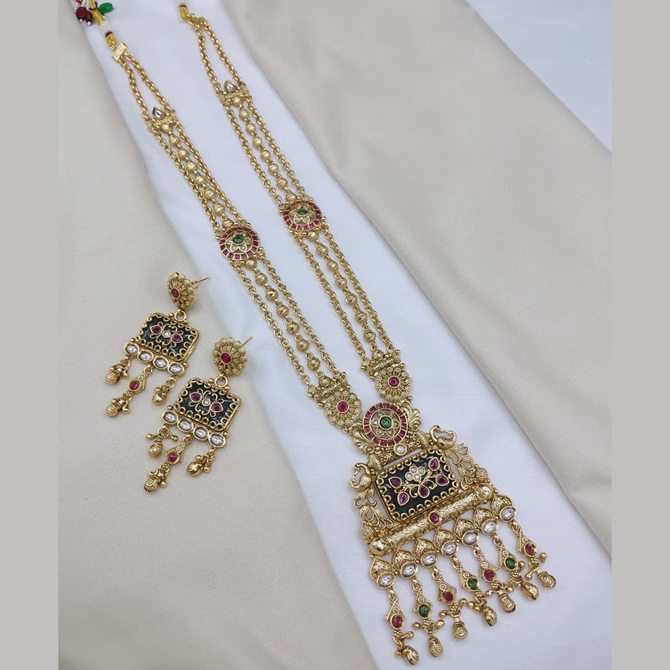 Elegant Rose Gold Plated Pota Necklace with Pearls | Bridal Jewellery India