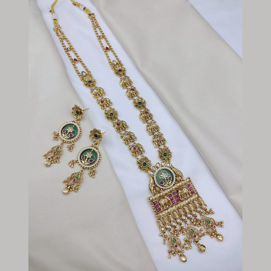 Elegant Pota Stone Necklace in Gold Tone | Bridal Jewellery India
