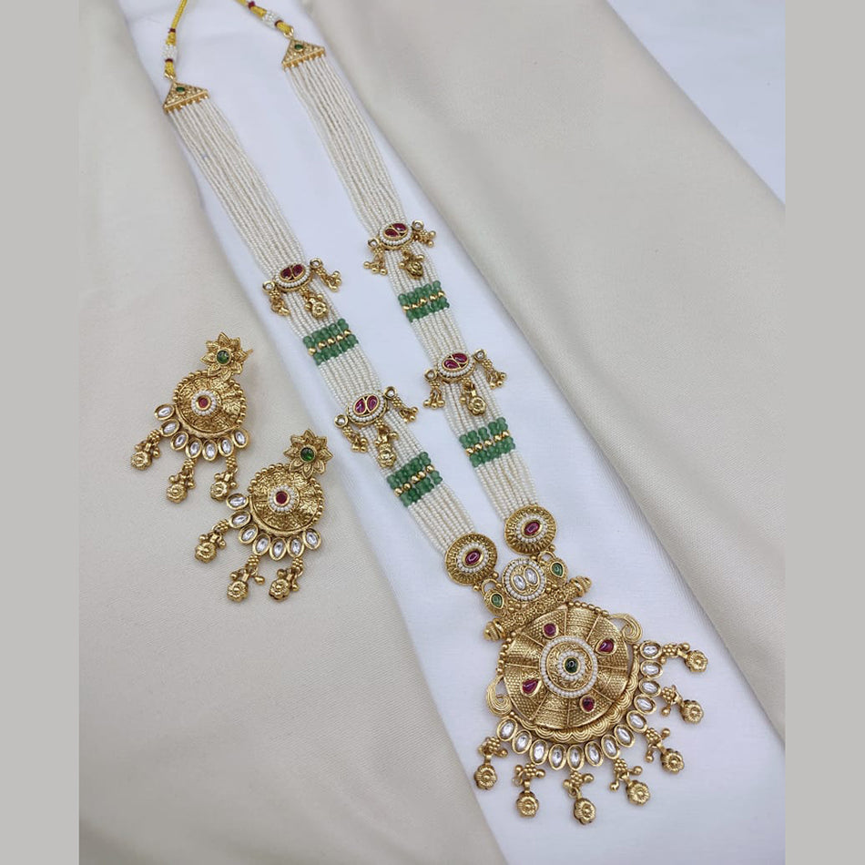 Pota Stone and Pearl Necklace in Sterling Silver | Bridal Jewellery India