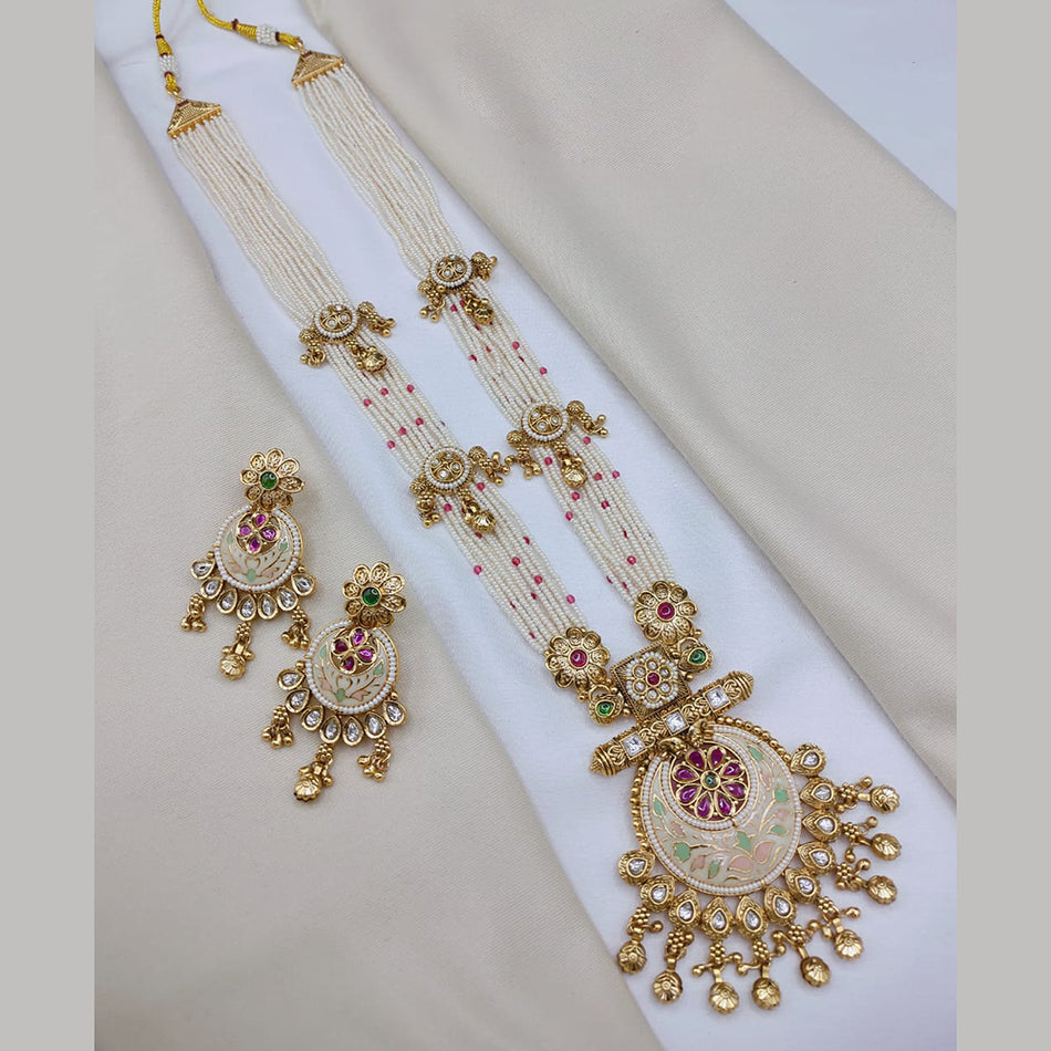 Elegant Meenakari Necklace in Gold Plated   Pearl | Bridal Jewellery India
