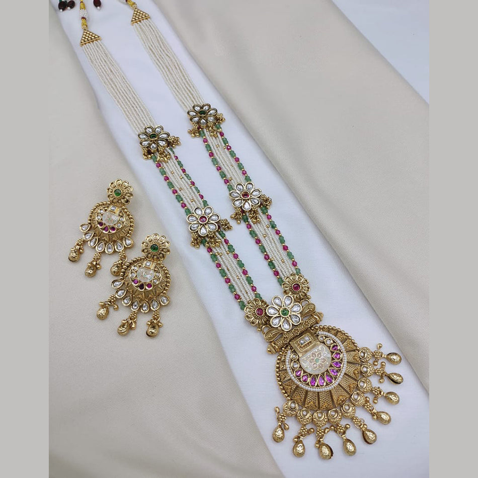 Meenakari Long Necklace in Sterling Silver | Bridal Jewellery India