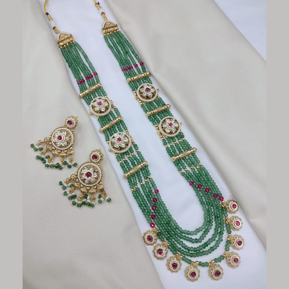Pota Stone and Pearl Necklace in Oxidised Silver | Bridal Jewellery India