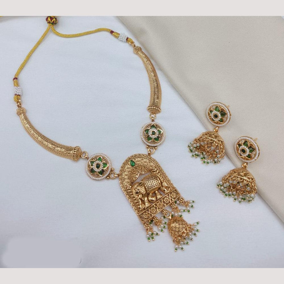 Rose Gold Plated Kundan Necklace for Bridal | Bridal Jewellery India