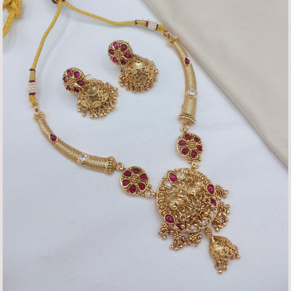 Pota Stone and Pearl Necklace in Sterling Silver | Bridal Jewellery India