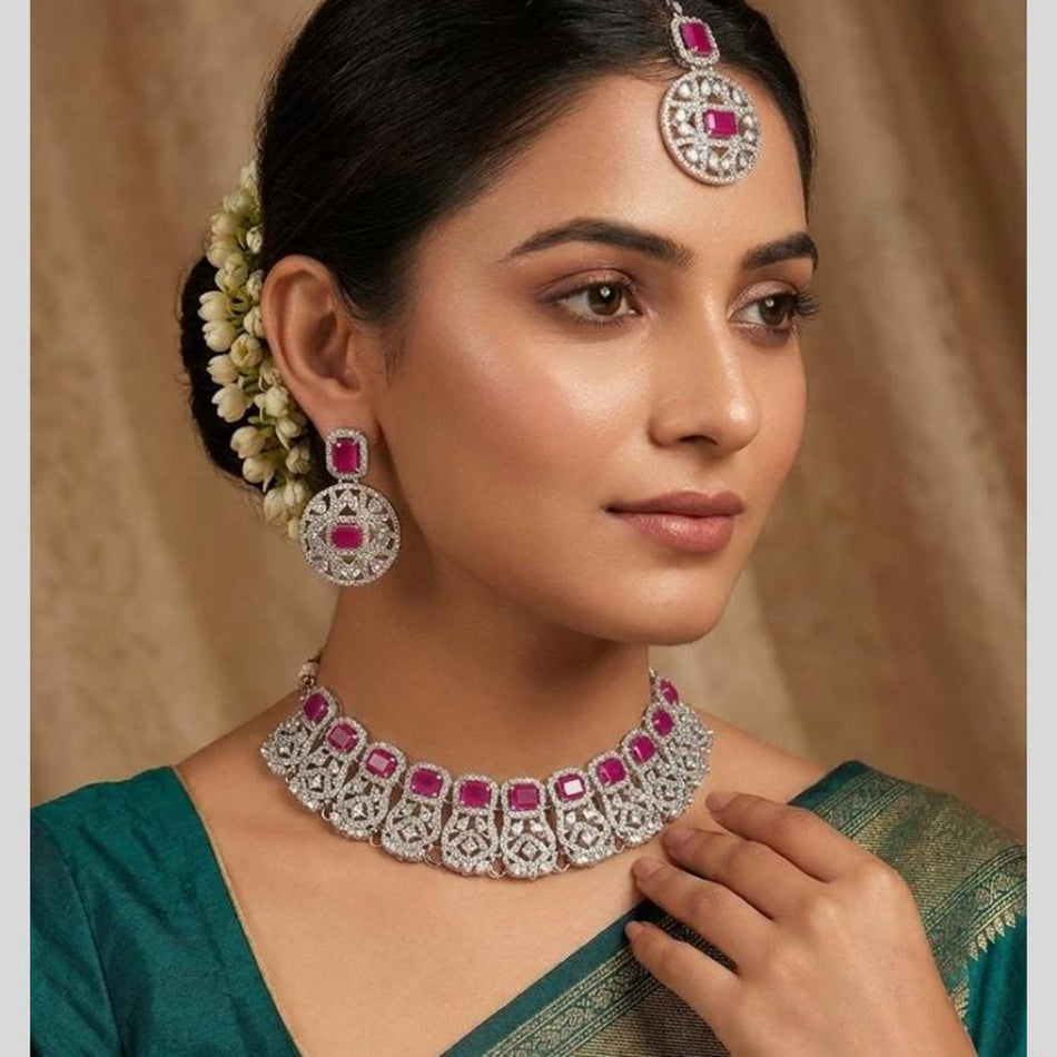 Fancy Choker Necklace in American Gold Plated | Bridal Jewellery India