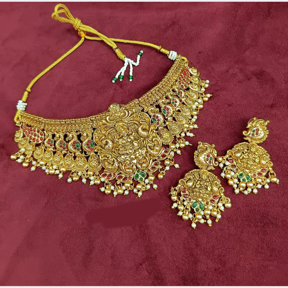 Heritage Temple Choker in Rose Gold Plated | Bridal Jewellery India