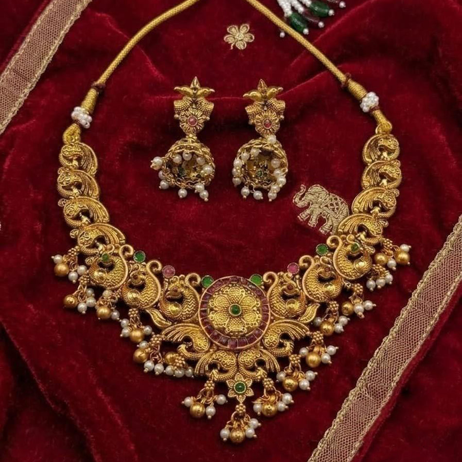 Heritage Pota Pearl Necklace in Gold Tone | Bridal Jewellery India