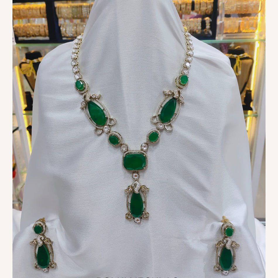 Elegant Pota Stone Necklace in Gold Tone | Bridal Jewellery India