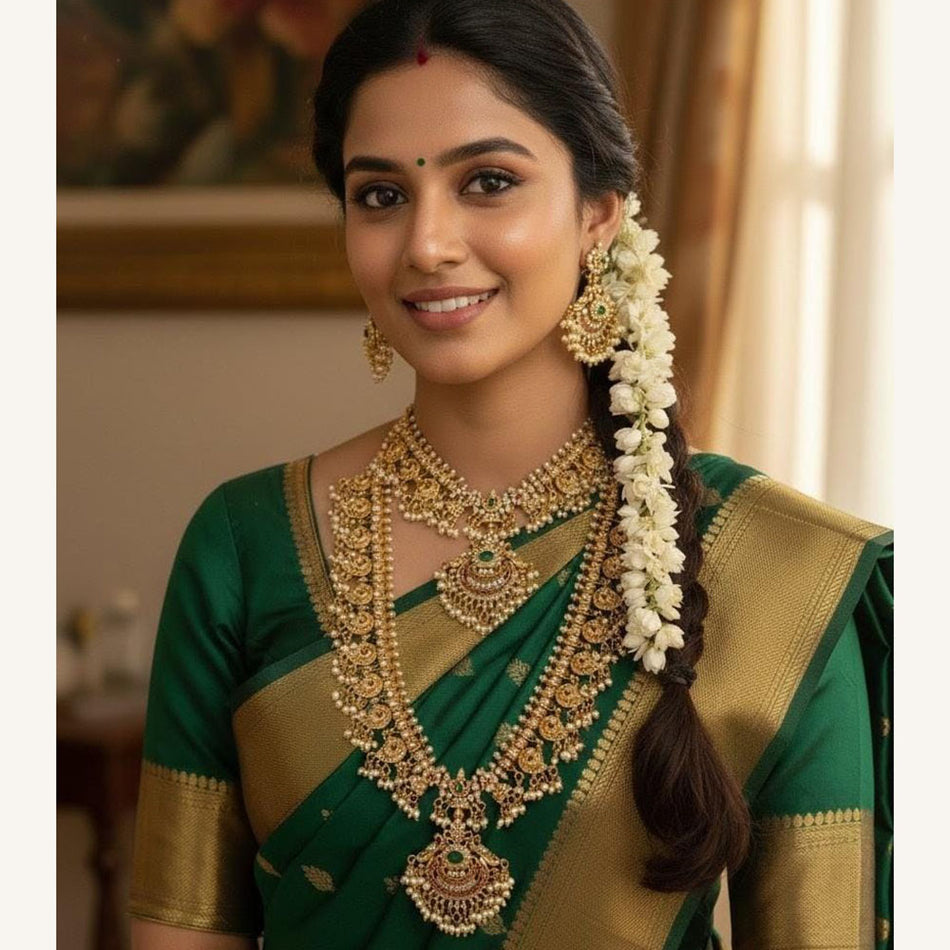 Pendant in Rose Gold Plated with Pearls | Bridal Jewellery India