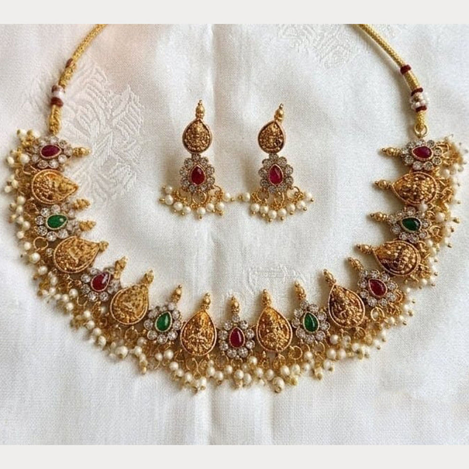Elegant Temple Necklace in 14K Gold Plated | Bridal Jewellery India