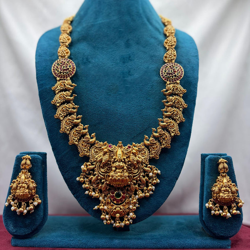 Heritage Pota Stone Pearl Necklace in Gold Tone | Bridal Jewellery India