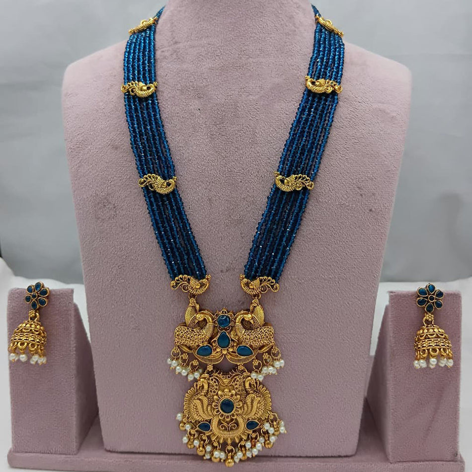 Heritage Rose Gold Plated Long Necklace | Bridal Jewellery India