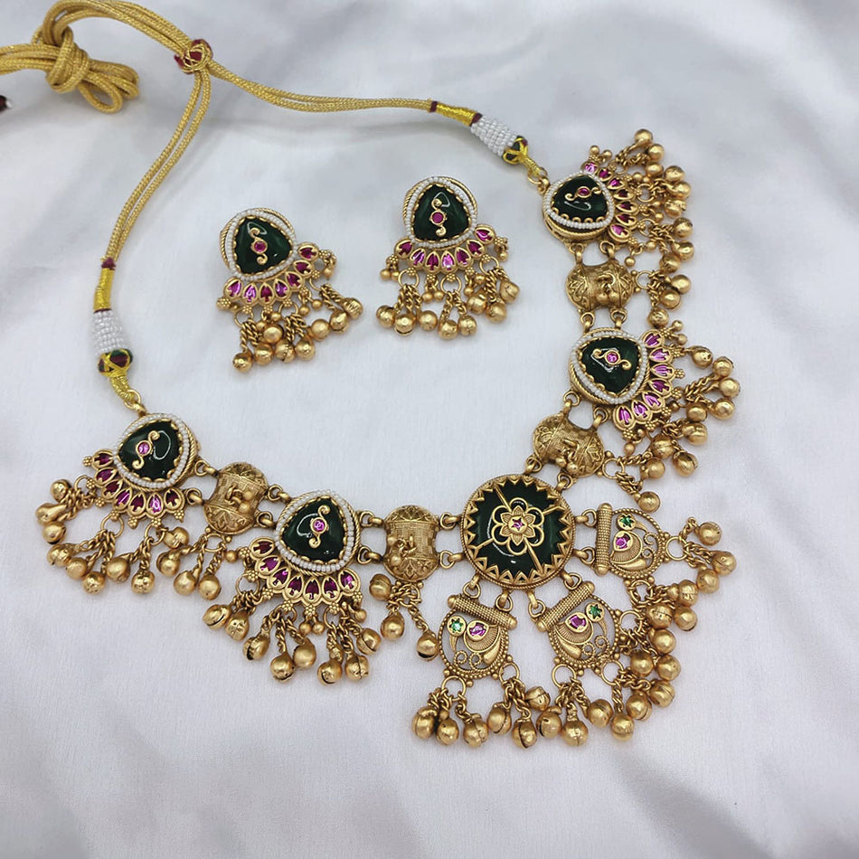 Heritage Pota Pearl Necklace in Gold Tone | Bridal Jewellery India