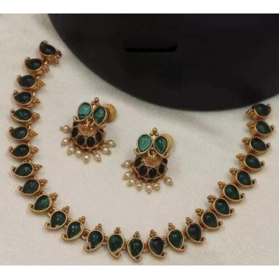 Heritage Pota Necklace in Gold Plated with Pearls | Bridal Jewellery India