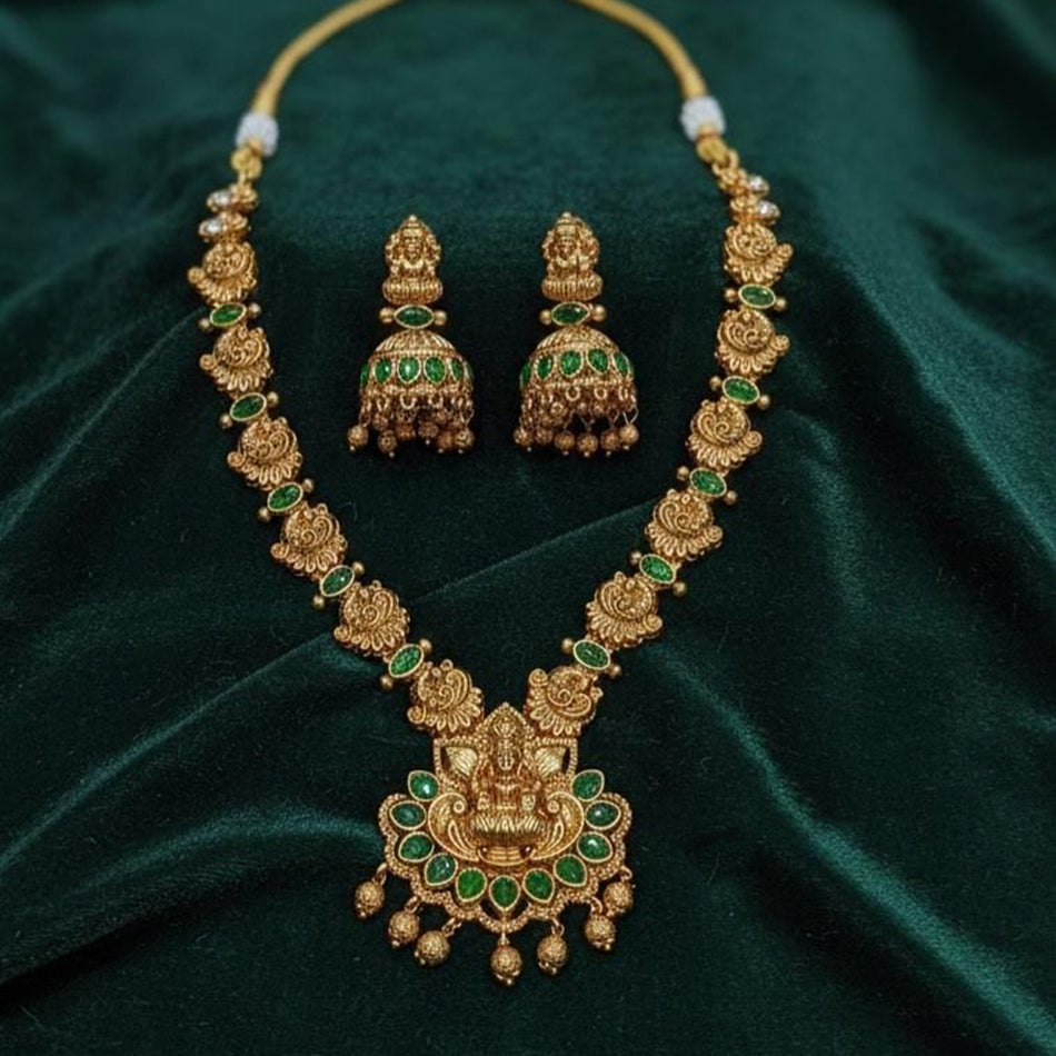 Heritage Long Necklace in Oxidised Silver | Bridal Jewellery India