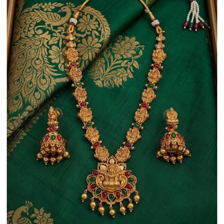 Heritage Long Necklace in Oxidised Silver | Bridal Jewellery India