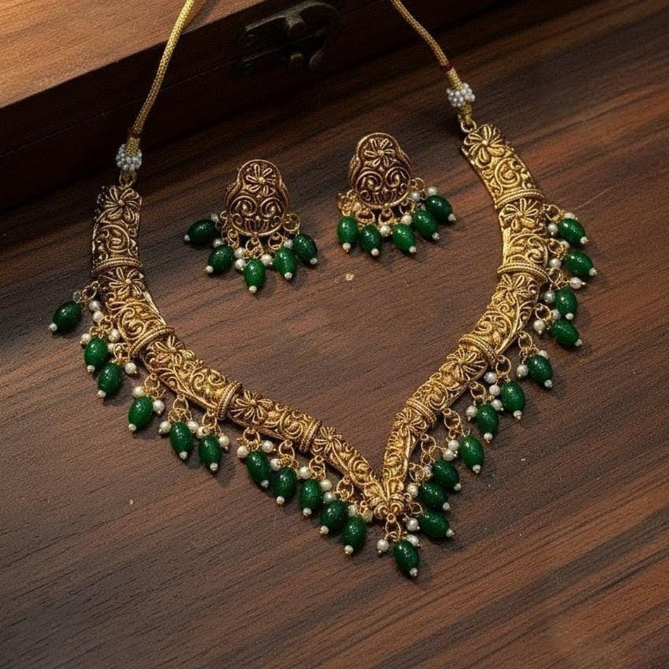 Pearl and Beads Necklace in Silver | Bridal Jewellery India