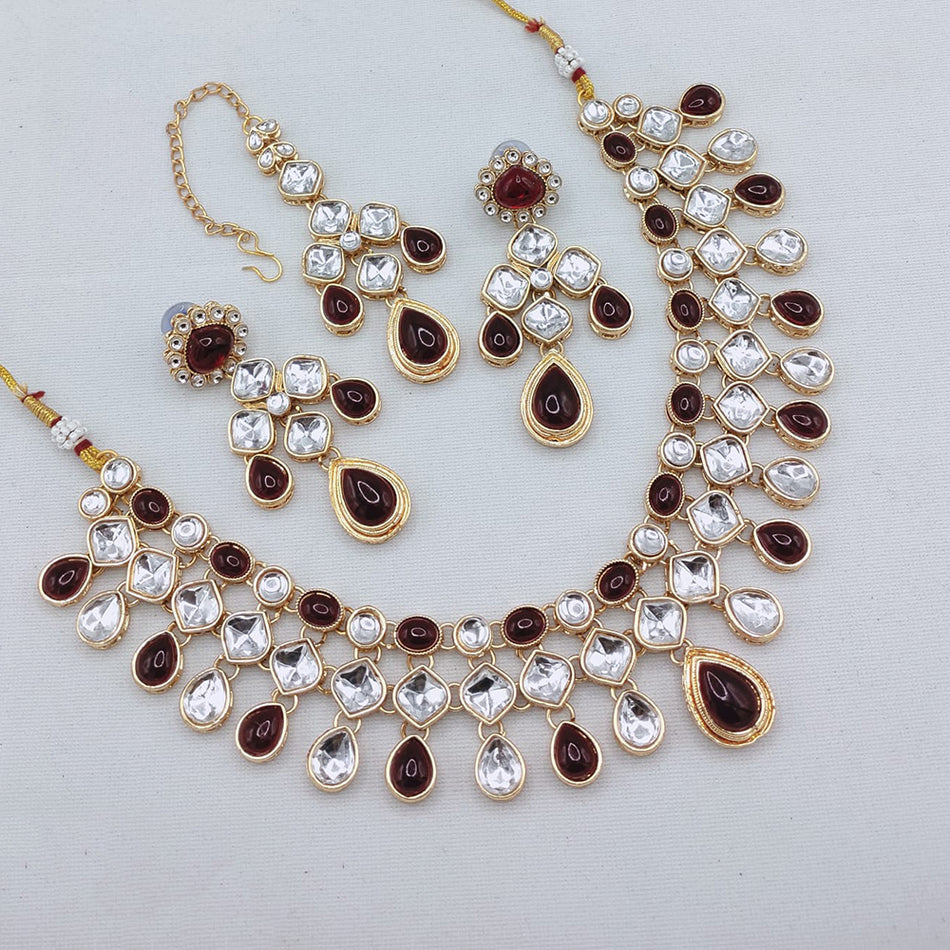 Kundan Choker Necklace in Rose Gold Plated | Bridal Jewellery India