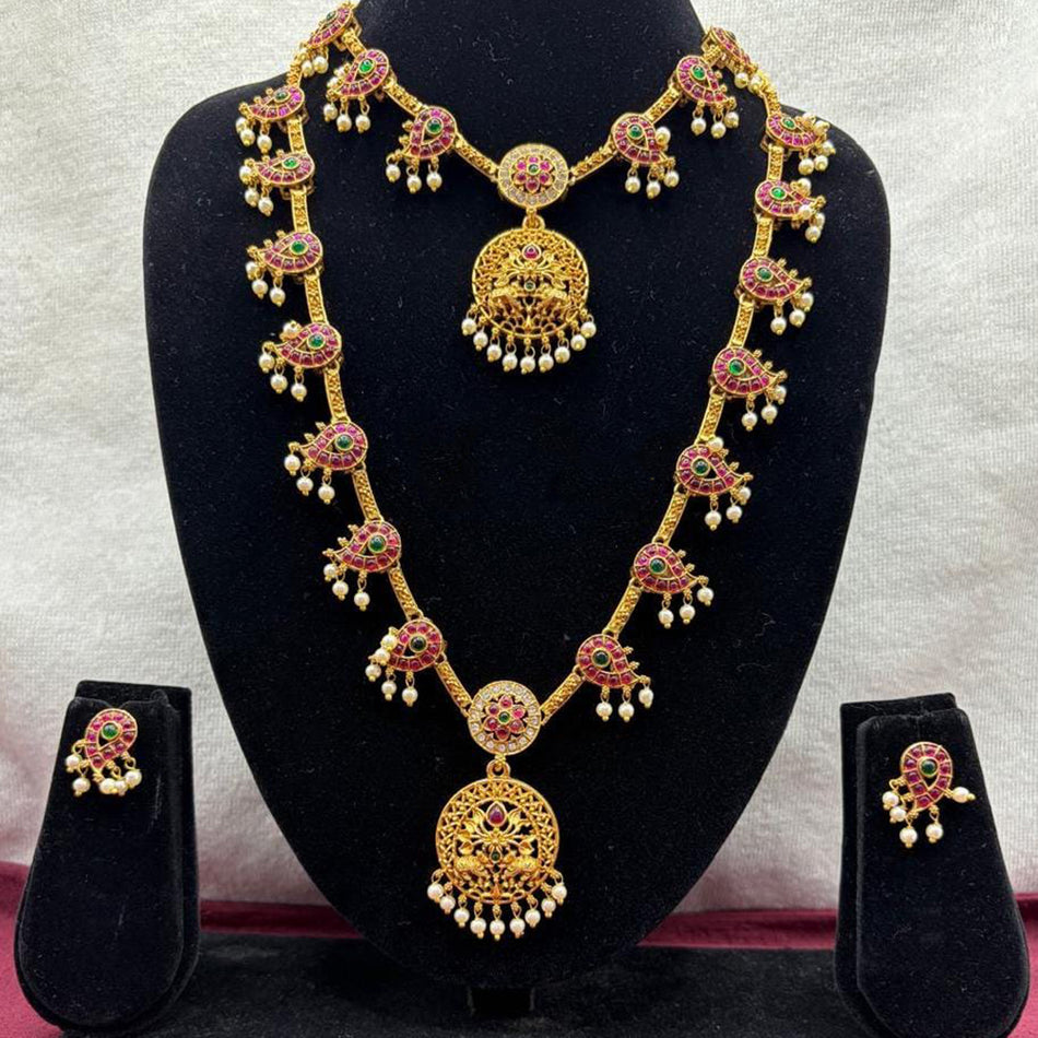 Pota Stone Pearl Necklace in Gold Tone | Bridal Jewellery India