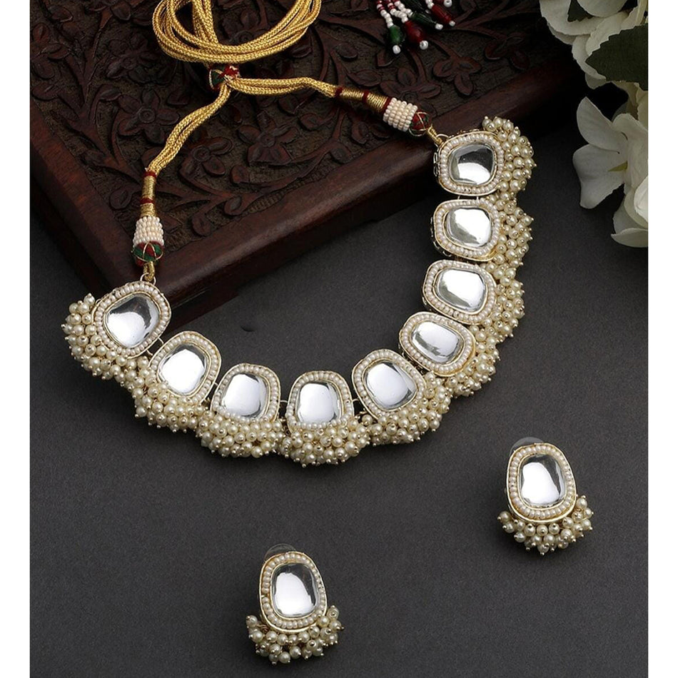 Kundan Necklace in Sterling Silver | Bridal Jewellery India