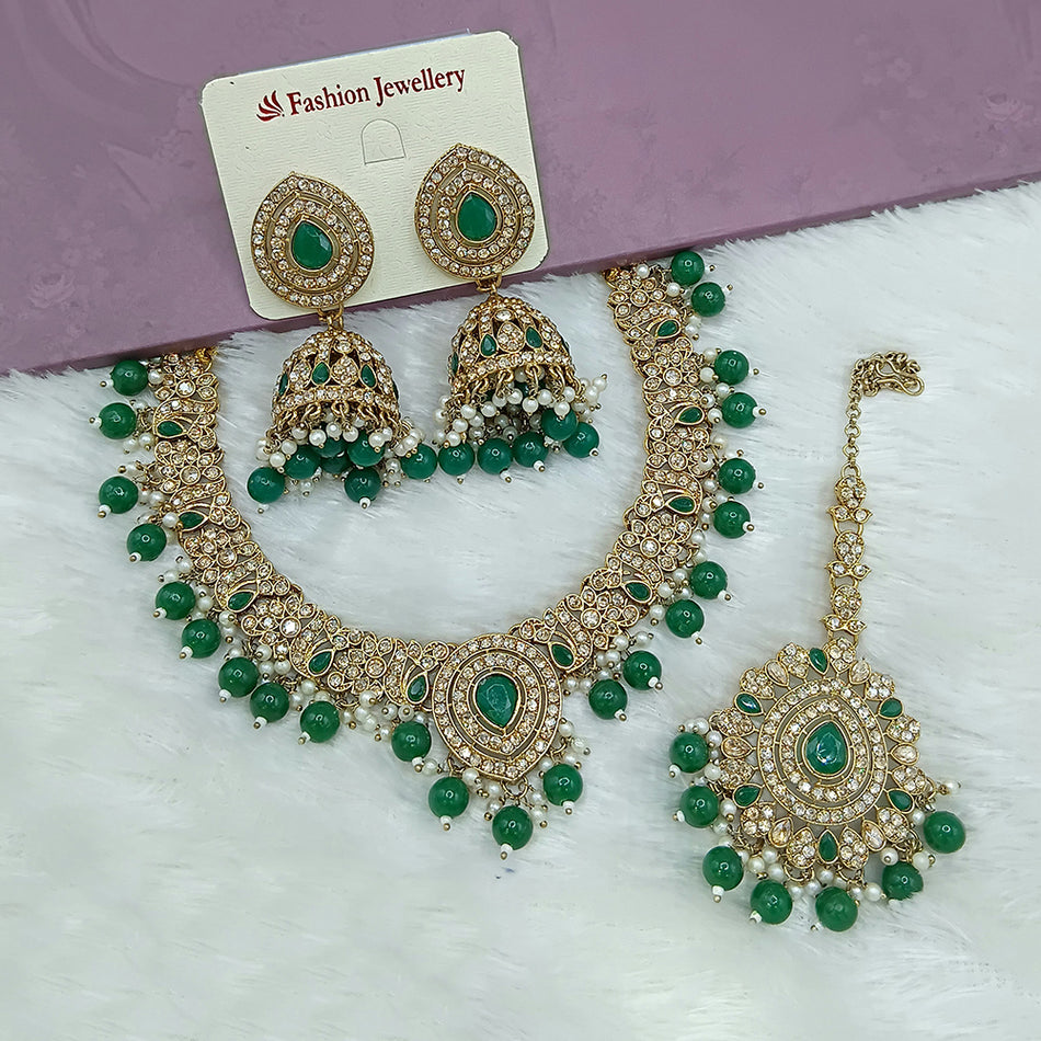 Heritage Pota Necklace in Gold Plated with Pearls | Bridal Jewellery India
