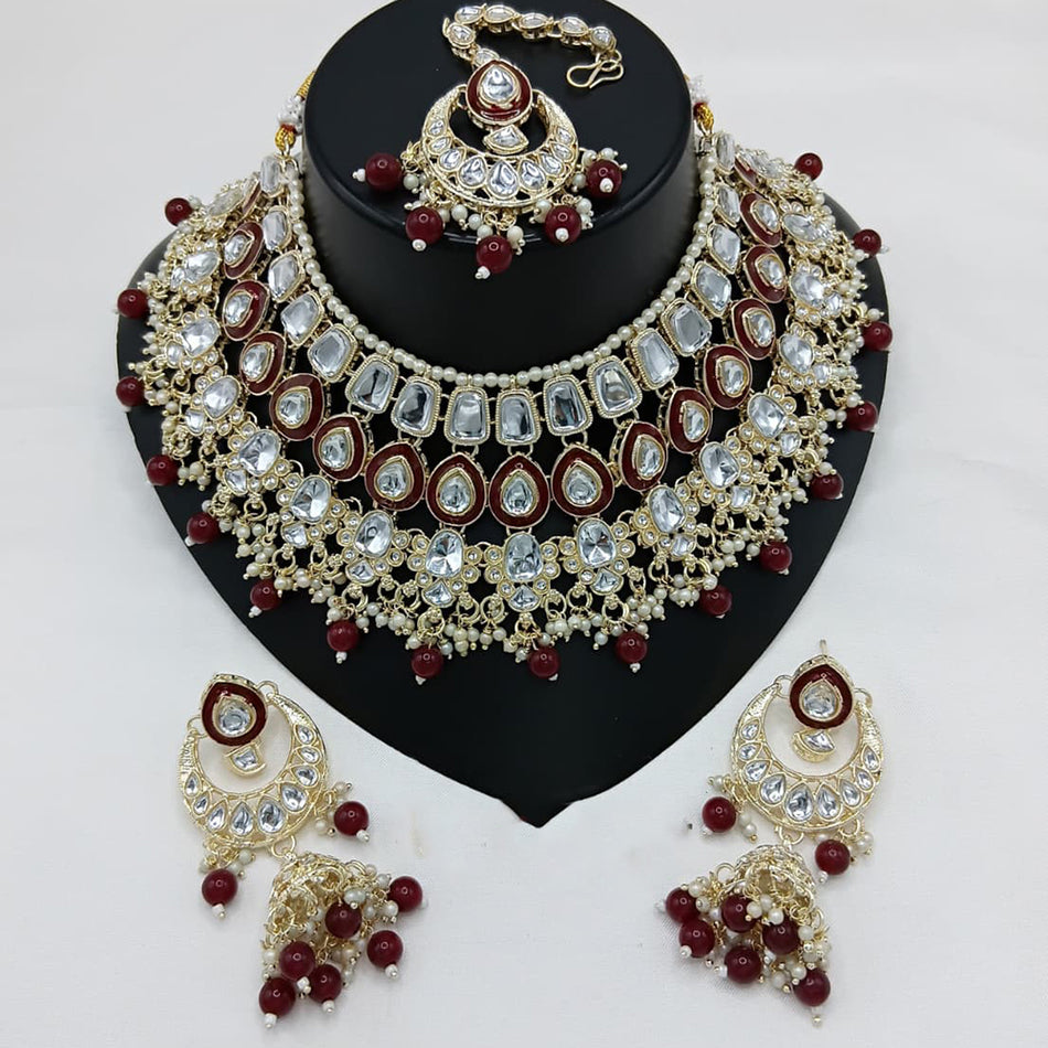 Kundan Choker Necklace in Gold Plated for Bridal Wear | Bridal Jewellery India