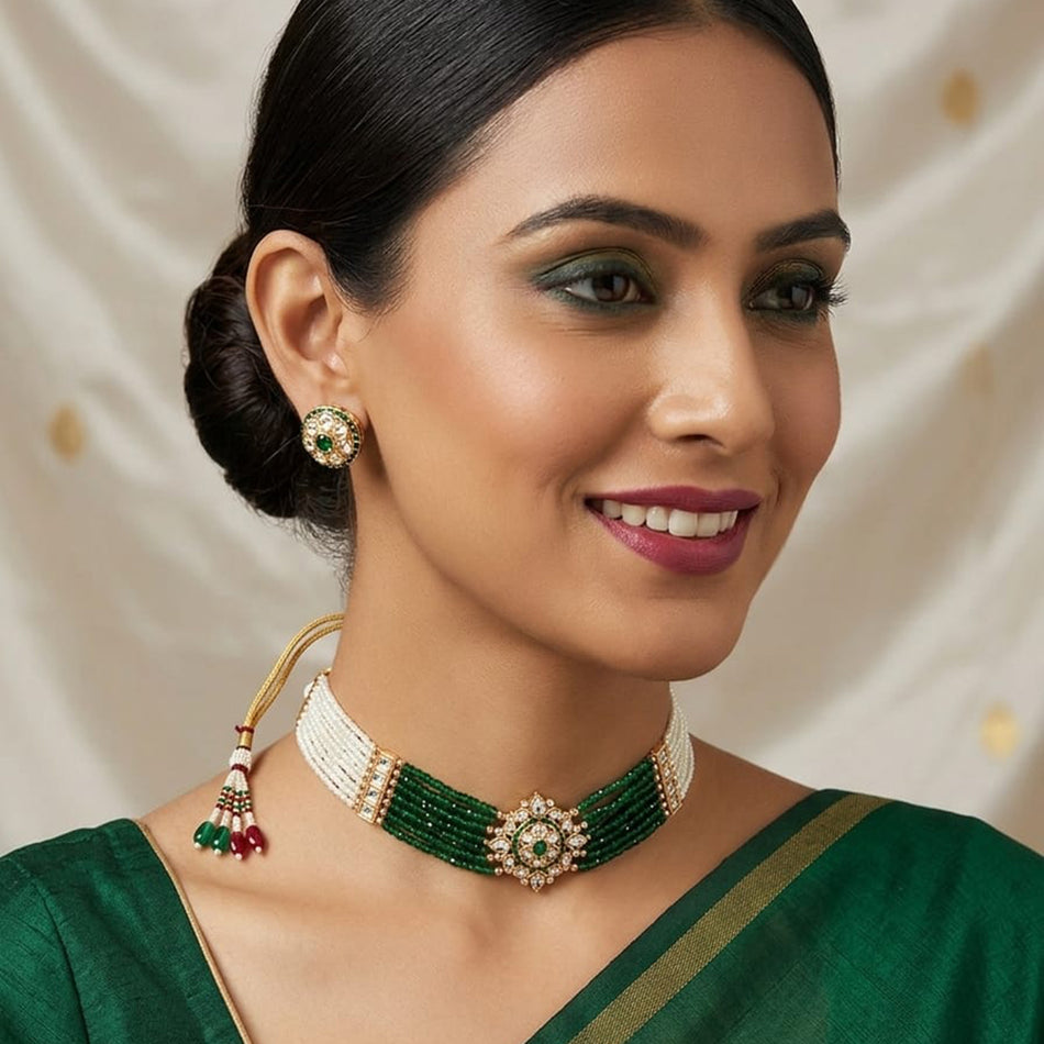 Rose Gold Plated Choker Necklace for Bridal Wear | Bridal Jewellery India