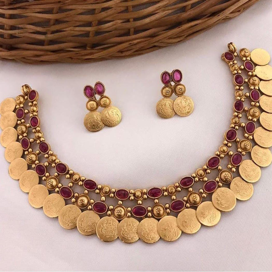 Heritage Pota Stone in Oxidised Silver Necklace | Bridal Jewellery India