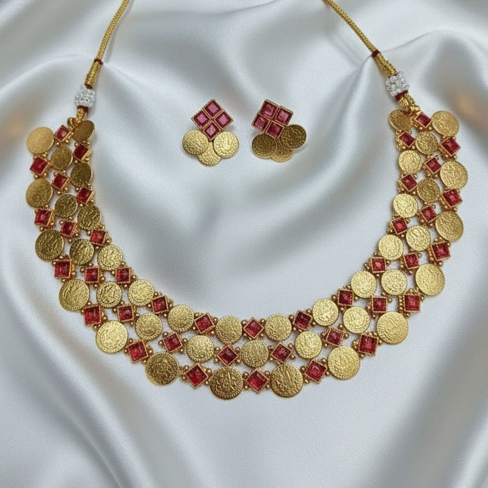 Heritage Pota Necklace in Gold Plated | Bridal Jewellery India