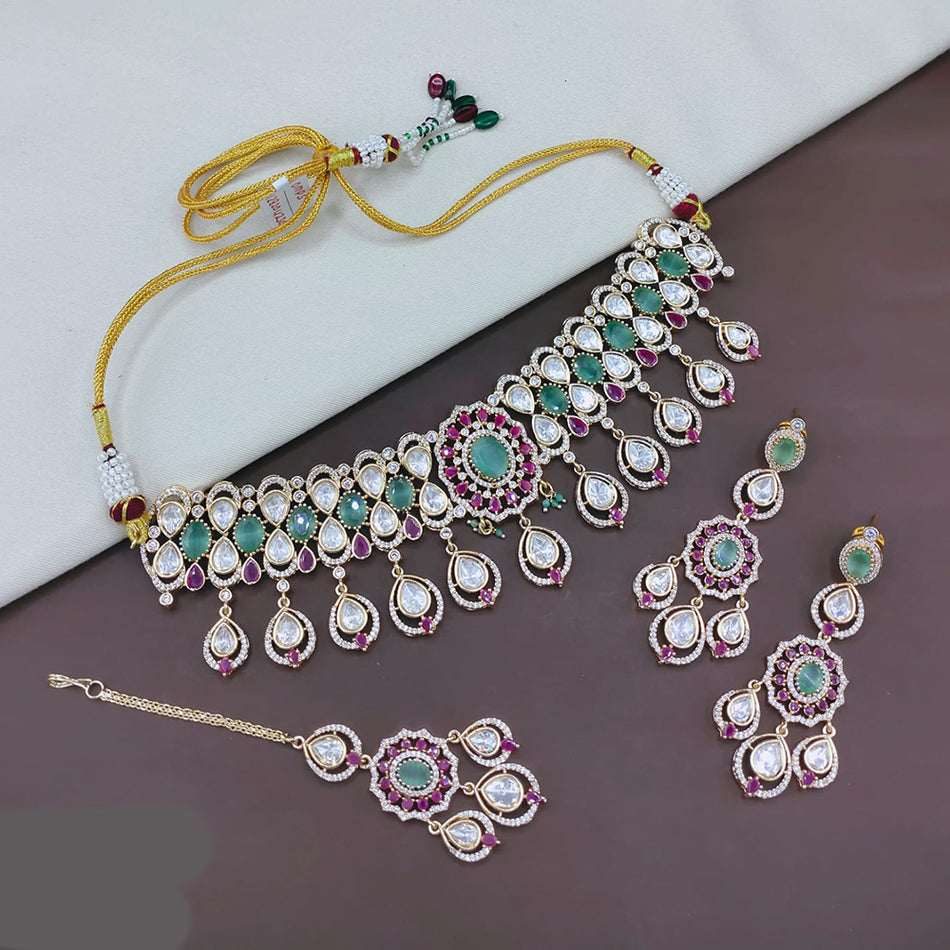 Kundan Choker Necklace in Gold Plated | Bridal Jewellery India