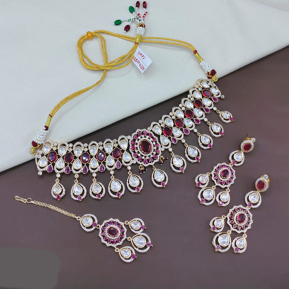 Kundan Choker Necklace in Gold Plated | Bridal Jewellery India