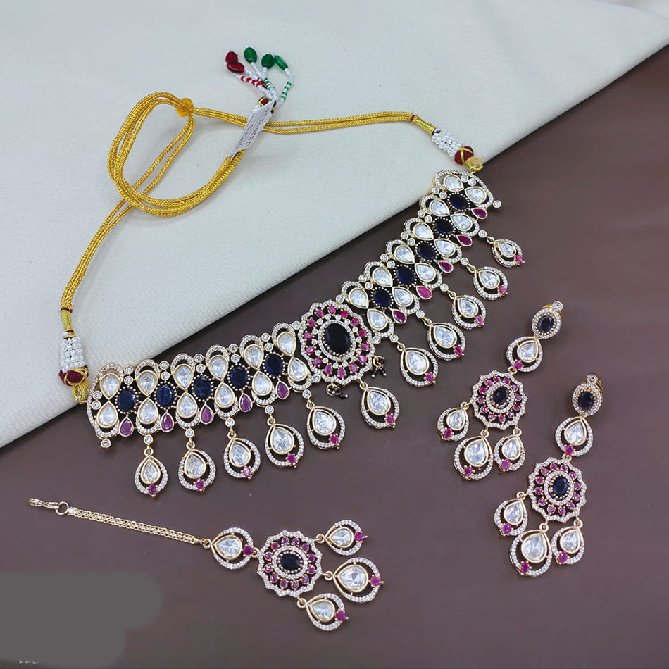 Kundan Choker Necklace in Gold Plated | Bridal Jewellery India