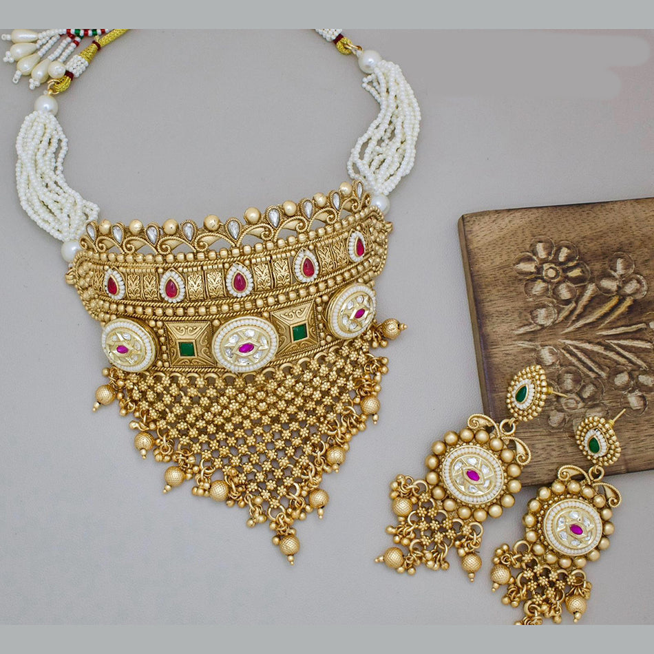Pota Stone Choker in Gold Plated | Bridal Jewellery India