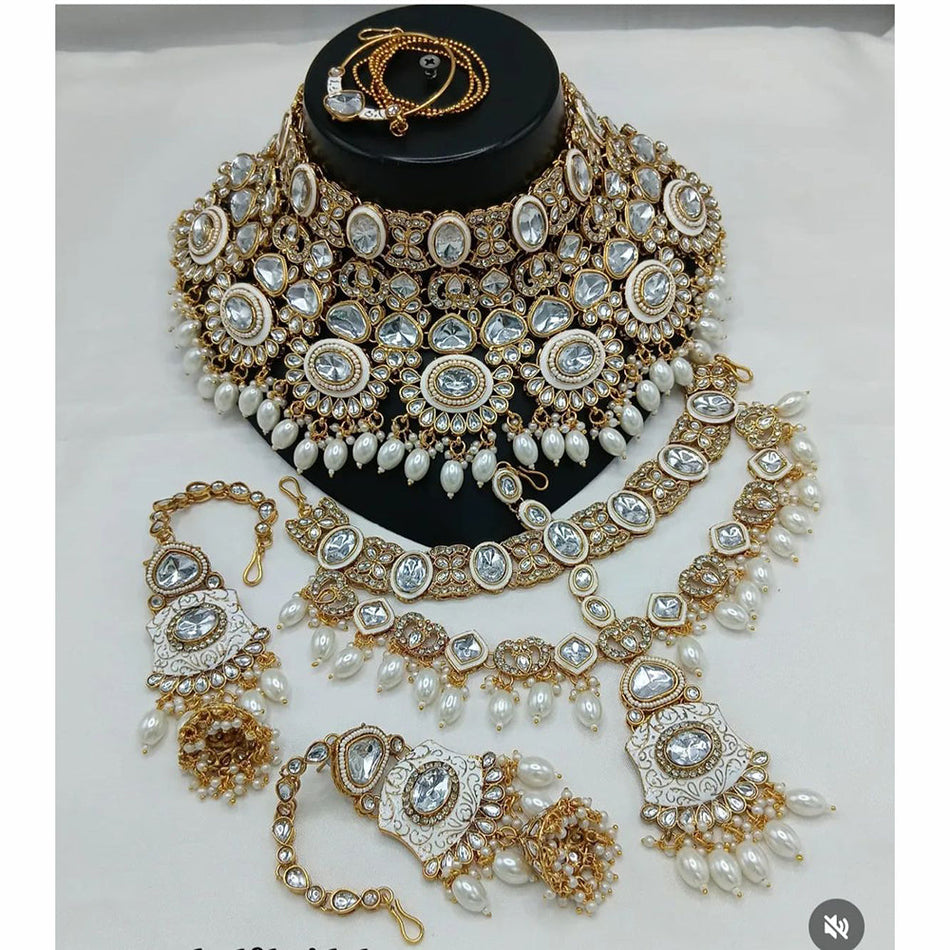 Kundan Choker Necklace in Gold Plated with Pearls | Bridal Jewellery India