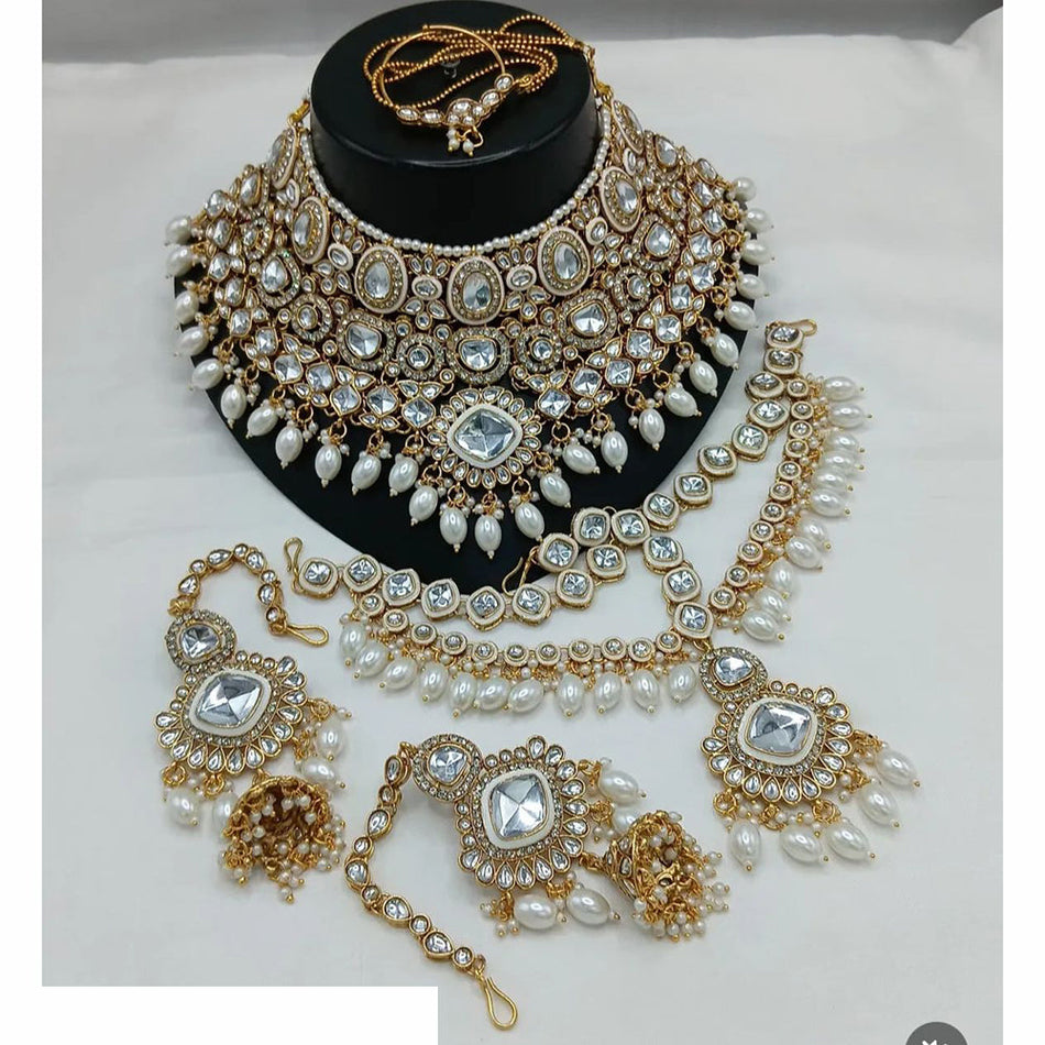 Kundan Choker Necklace in Gold Plated with Pearls | Bridal Jewellery India